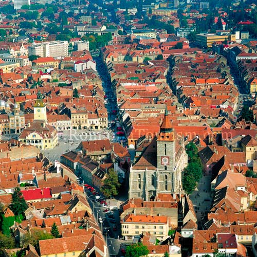 Brasov, Romania - Black Church, Aerial View