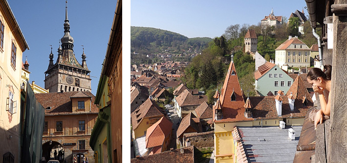 Sighisoara, Transylvania Romania: The Clock Tower and a view from above