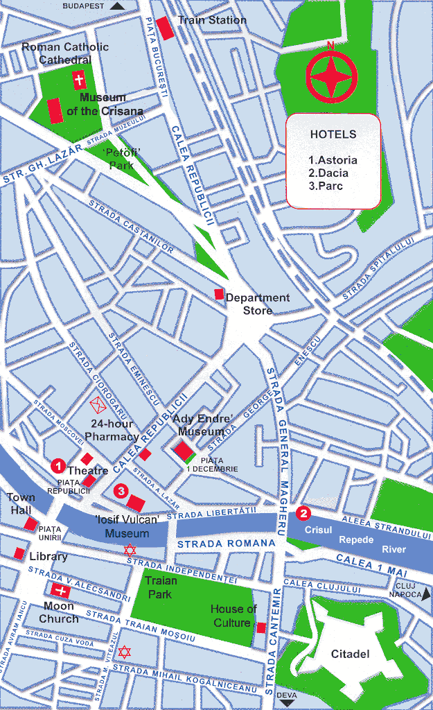 Oradea Map / Map of Oradea / Harta Oradului Oradea