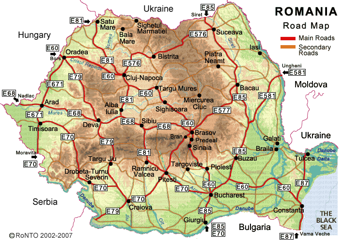 Romania - Road Map - Harta Rutiera a Romaniei