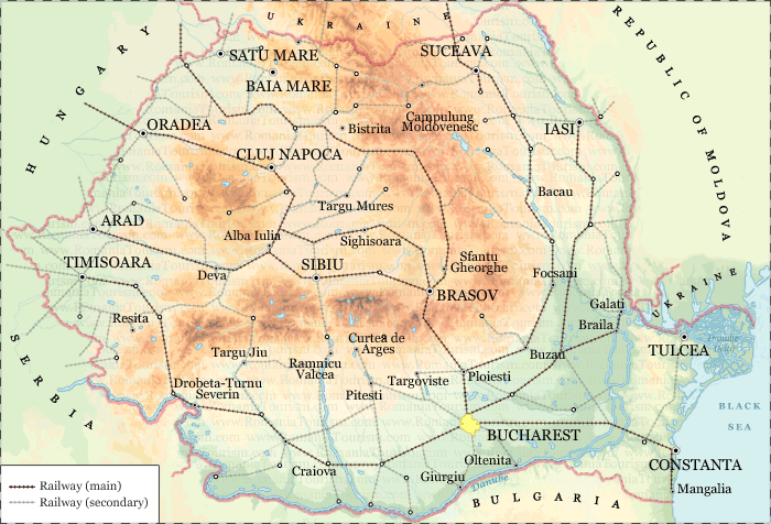 Romania - Rail Map - Harta Cailor Ferate Romane