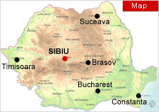 Sibiu on map - Romania 			Physical Map