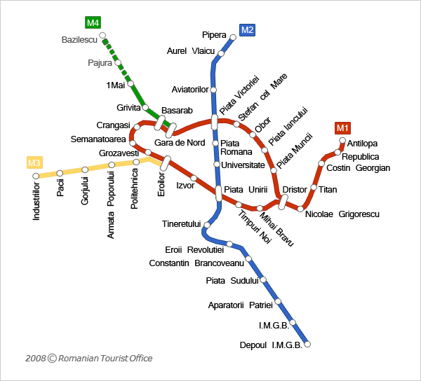 Bucharest Subway Map (Harta Metroului - Bucuresti)