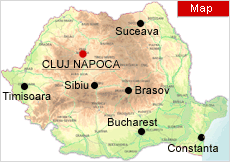 Cluj-Napoca on map - Romania Physical Map