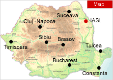 Iasi on map - Romania 			Physical Map
