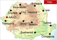 Arad on map - Romania Physical Map