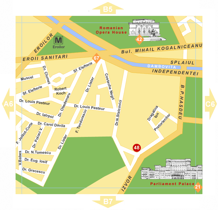 Bucharest Detailed Street Map - Hotels and Attractions