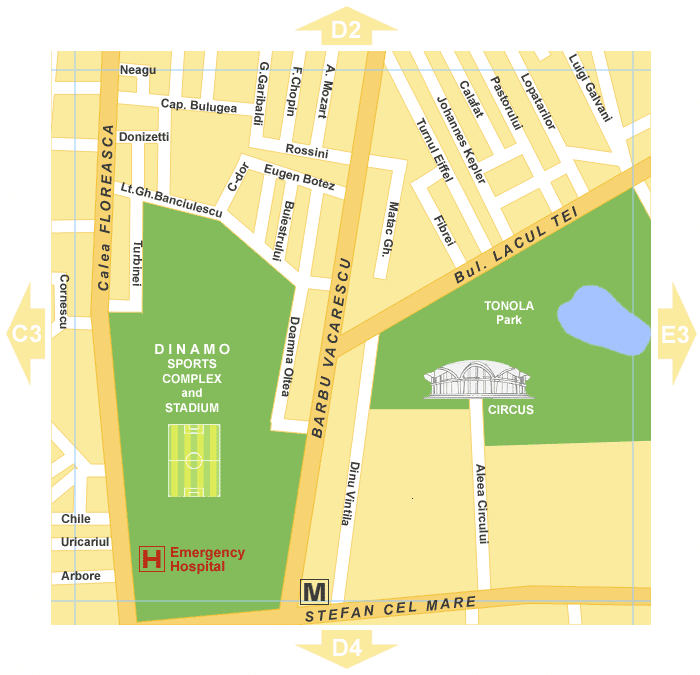 Bucharest Detailed Street Map - Hotels and Attractions