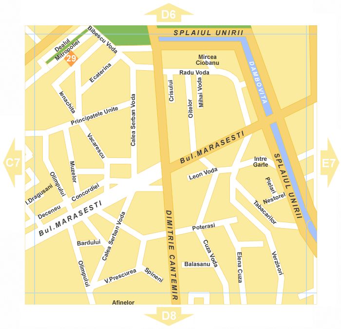 Bucharest Detailed Street Map - Hotels and Attractions