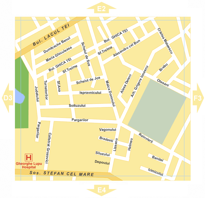 Bucharest Detailed Street Map - Hotels and Attractions