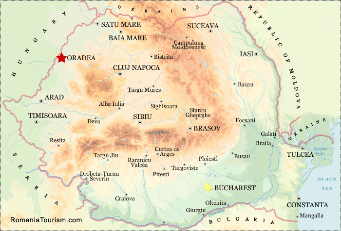 Oradea on Map (Harta Oradea - localizare)