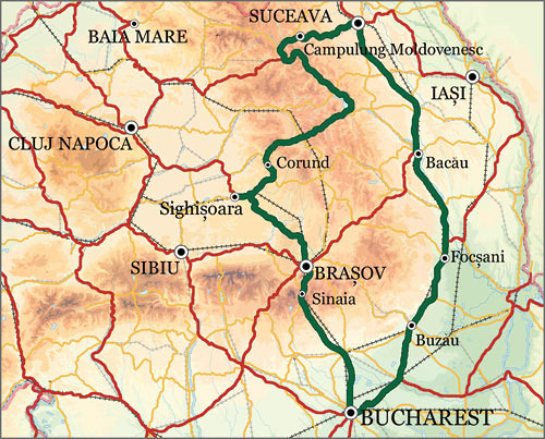 Romania Itinerary Map