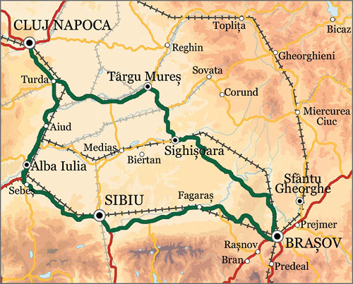 Romania Itinerary Map (5. Transylvania 's 'Siebenburgen ')