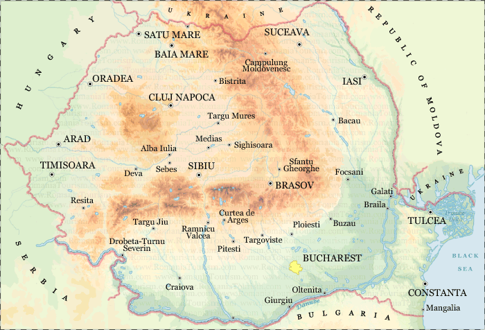 Romania - Physical Map