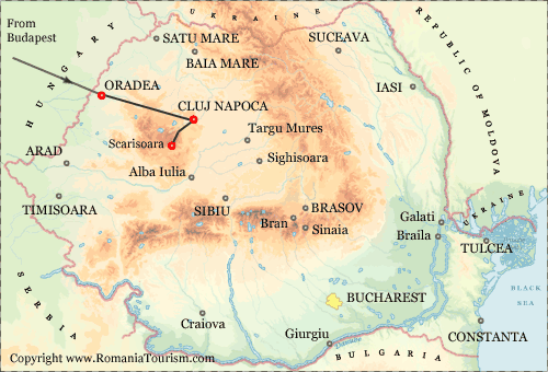 Romania Itinerary Tour, Attractions Map