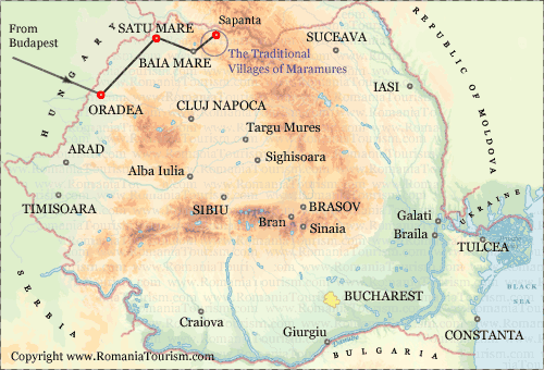 Romania Itinerary Map (Hiking , Caving and Rural Life in Central Romania: Budapest (Hungary) - Cluj - Campeni - Cluj - Oradea - Budapest )