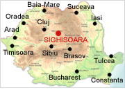 Sighisoara on map - Romania Physical Map