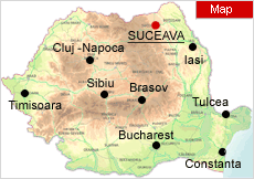 Suceava on map - Romania Physical Map