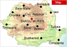 Targu Mures on map - Romania Physical Map