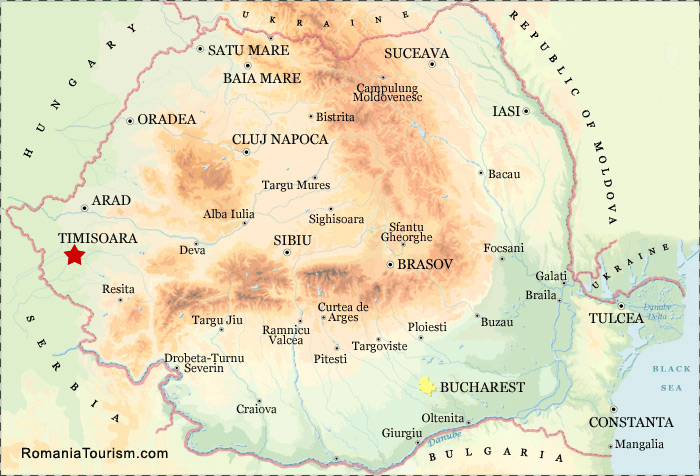 Timisoara on Map (Harta Timisoara - localizare)
