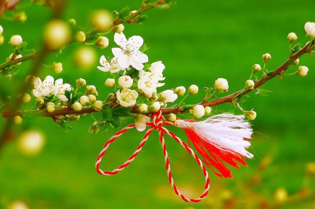 martisor - romanian - gelenek - beyaz - kırmızı - iplik - ağaç - dalında